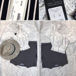 Lizard Thicket Navy Striped Mini Skirt Small NWT